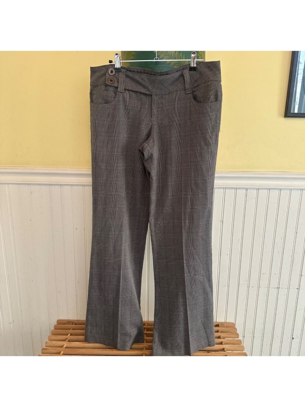 L.E.I. Luxe Vintage 90SSPlaid Wide-Leg Dress Pants With Button Details Size 9